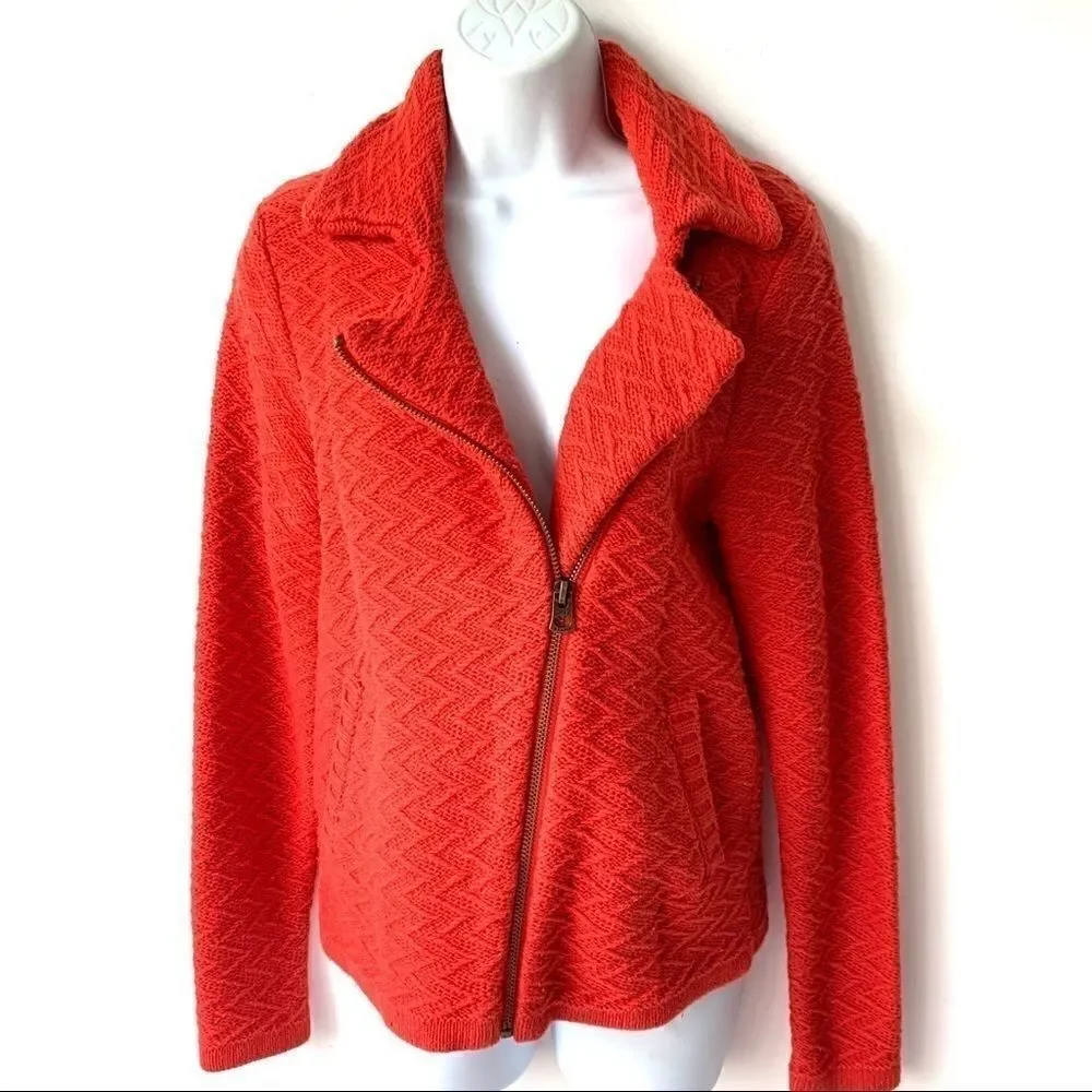 Lucky Brand Jaquard Moto Sweater Jacket